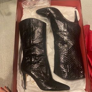 Tamara Mellon snake skin leather boots